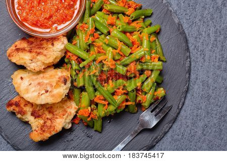 green beans with carrots chicken nuggets fresh home adjika