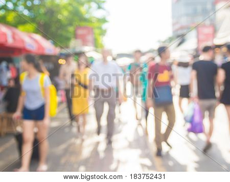 Abstract Blur Tourist Shopping In Chatuchak Weekend Market