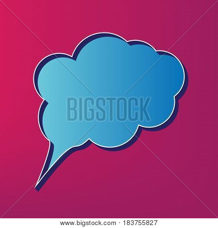 Speach bubble sign illustration. Vector. Blue 3d printed icon on magenta background.