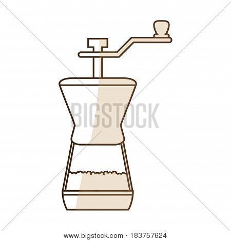 brown silhouette shading coffee grinding jar with crank vector illustration