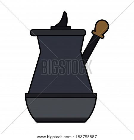 colorful silhouette metallic jar of coffee with handle vector illustration
