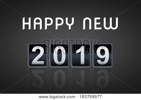 2018 2019 Happy New Year Concept Vintage Analog Counter Countdown Timer, Retro Flip Number Counter F