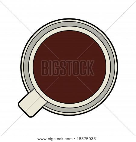 colorful silhouette top view cup of coffee vector illustration