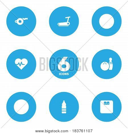 Set Of 6 Bodybuilding Icons Set.Collection Of Treadmill, Kegling, Body Balance And Other Elements.