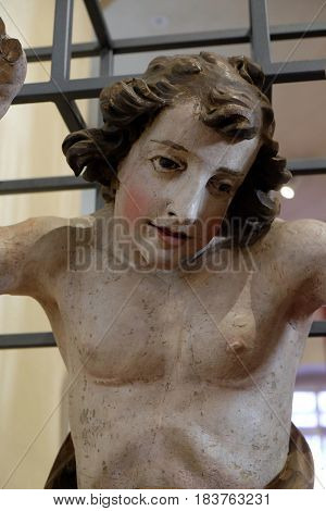 ZAGREB, CROATIA - FEBRUARY 15: Angel, support organ from St. Mark's Church was removed during the restoration of the church, Zagreb, Croatia on February 15, 2015.
