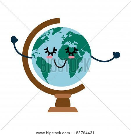 World globe cartoon icon vector illustration graphic design
