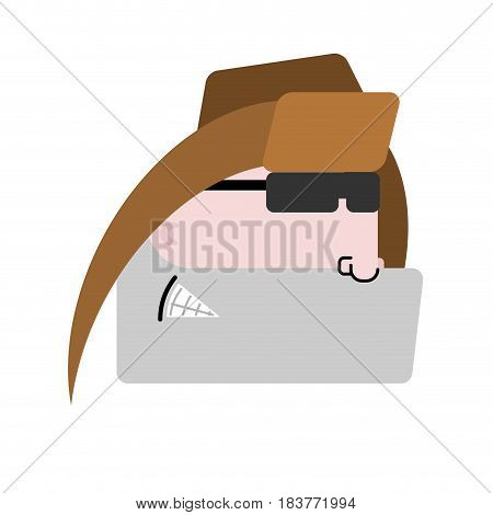 Metallurgist Face. Worker Head In Protective Helmet. Professional