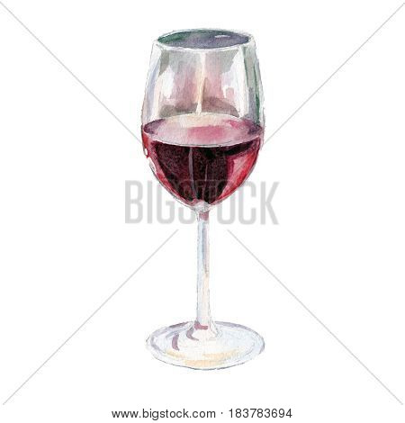 The wine glass isolated on a white background a watercolor illustration in hand-drawn style.