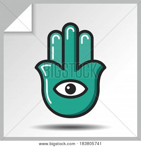 Judaism icon - Hamsa. Vector Isolated flat colorful illustration.