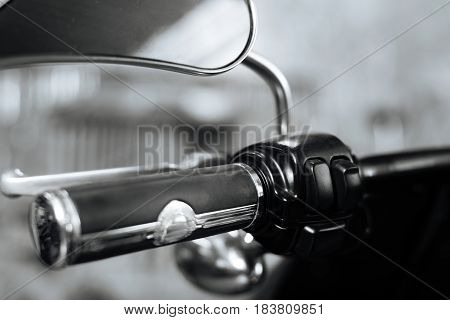 Every inch is a masterpiece. Cool vintage fine bike standing in garage and waiting for its riding time