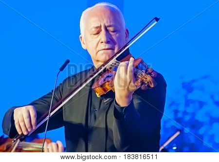 BRUSSELS, BELGIUM. January 25, 2017. Vladimir Spivakov,a leading Russian conductor and violinist, and his musicians performing in the European Parliament on the International Holocaust Remembrance Day
