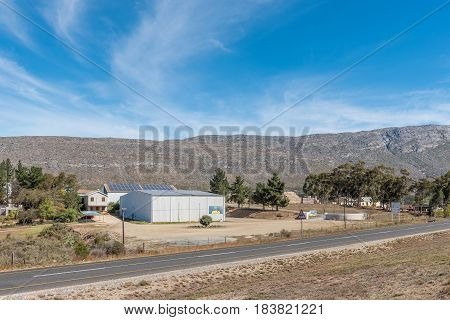 BARRYDALE SOUTH AFRICA - MARCH 25 2017: A fruit packing warehouse on the scenic Route 62 between Barrydale and Montagu in the Western Cape Province