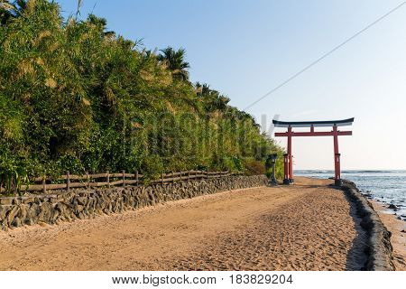 Red Torii in Aoshima Shrine