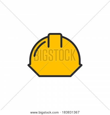 Safety helmet line icon filled outline vector sign linear colorful pictogram isolated on white. Hard hat symbol logo illustration. Editable stroke. Pixel perfect