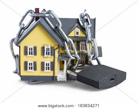 Model of a House witch Chain and Padlock