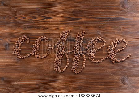 Lettering Coffee. Coffee Beans In The Form Of A Text Coffee
