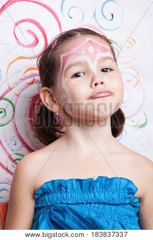 Portrait Of The Girl With Makeup On Her Face