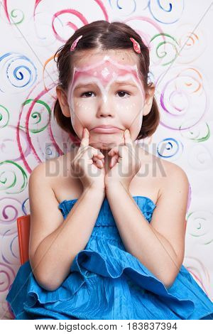 Portrait Of The Girl With Makeup On Her Face