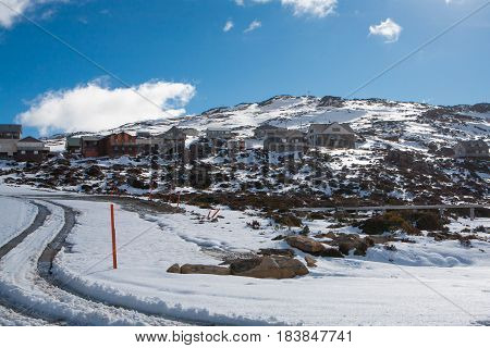Ben Lomond ski village on a quiet winter's day in Tasmania, Australia