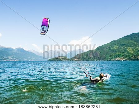 Kitesurfing Action At The Lake