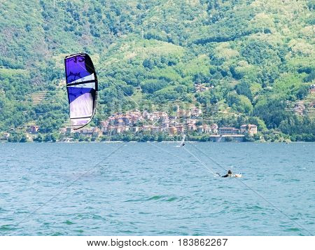 Kitesurfing Action At The Lake