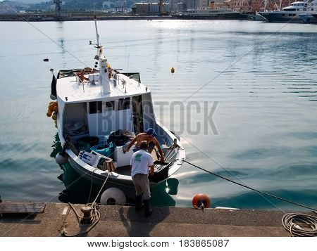 Several Fishing Boats Are Moored.