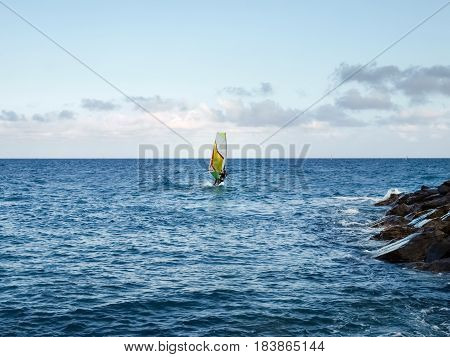 Windsurfing In The Evening Light