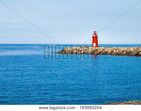 Red Lighthouse At The Port Of Entry Reporting