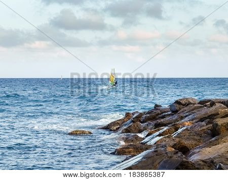 Windsurfing In The Evening Light