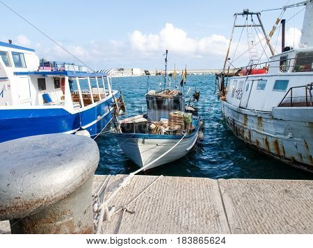 Several Fishing Boats Are Moored.
