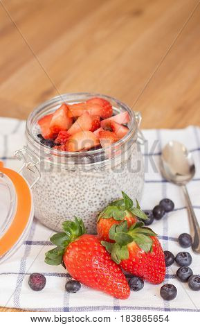 Chia Seeds. A Delicious Healthy Breakfast. Diet. Berries And Pudding.
