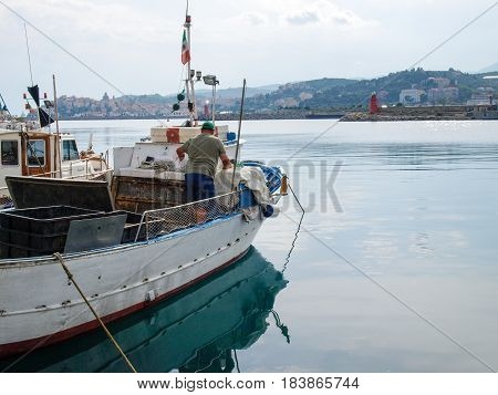 Several Fishing Boats Are Moored.