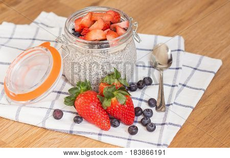 Chia Seeds. A Delicious Healthy Breakfast. Diet. Berries And Pudding.