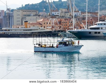 Several Fishing Boats Are Moored.