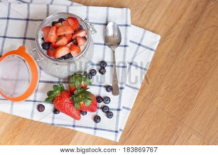 Chia Seeds. A Delicious Healthy Breakfast. Diet. Berries And Pudding.
