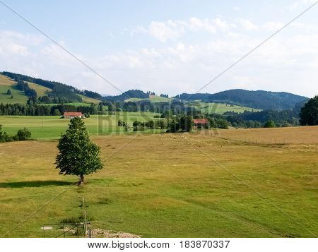 Allgau Panorama, Mountains And Green Meadows