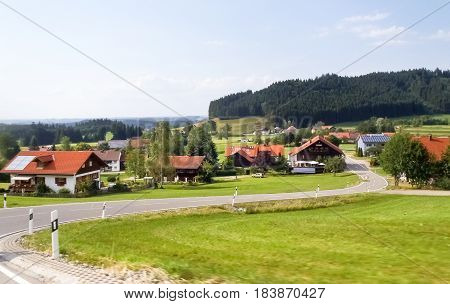 Allgau Panorama, Mountains And Green Meadows