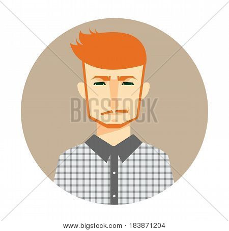 Male avatar icon in flat style. Male user icon. Cartoon man avatar. Hipster man avatar. Vector stock.