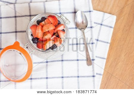 Chia Seeds. A Delicious Healthy Breakfast. Diet. Berries And Pudding.