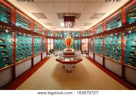 MOSCOW - SEP 22, 2016: Weapons museum on Petrovka, 38, Main Department of Moscow Ministry of Internal Affairs