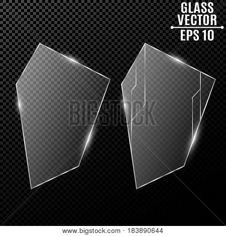 Modern transparent polygonal glass. New computer high-tech technology in design. Cyber pattern from the chain. Motherboard. Contacts on the glass. Beautiful shine. Vector illustration. EPS 10