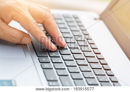 hands businessman working with laptop devices and using digital computer for searching onlinebusiness conceptselective focus