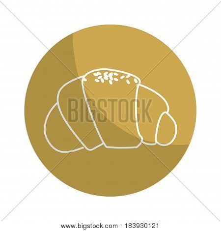 sticker delicious fesh bakery croissant bread, vector illustration