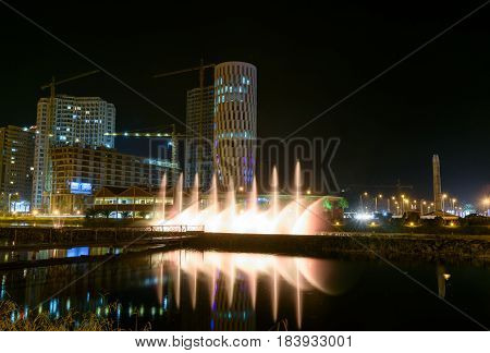 Dancing Fountains On Ardagani Lake. Batumi. Georgia