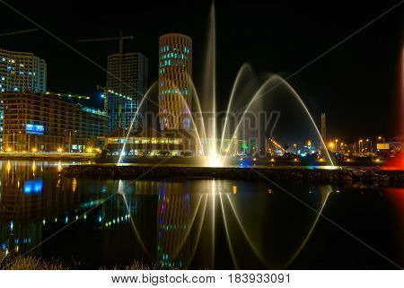 Dancing Fountains On Ardagani Lake. Batumi. Georgia
