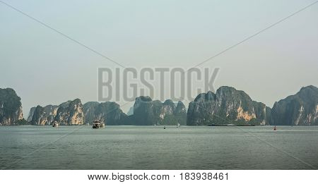 Mountain scenery at Halong Bay, North Vietnam