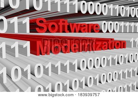 Software modernization as a binary code 3D illustration