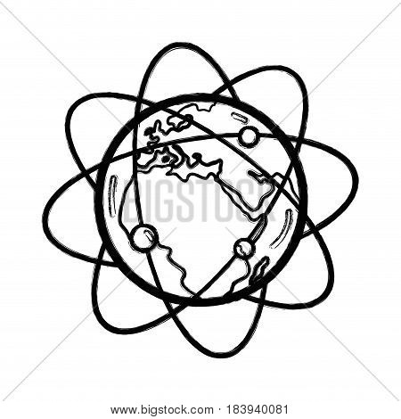 figure geostationary orbits around earth planet, vector illustration
