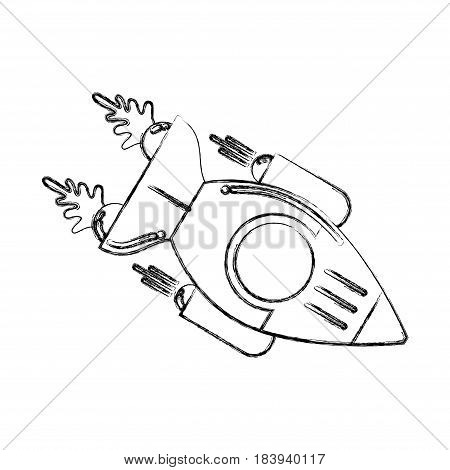 figure space rocket galaxy sky travel, vector illustration