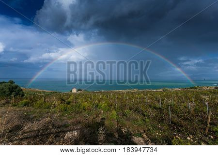 Rainbow On The Sea At Scopello, Sicily, Italy